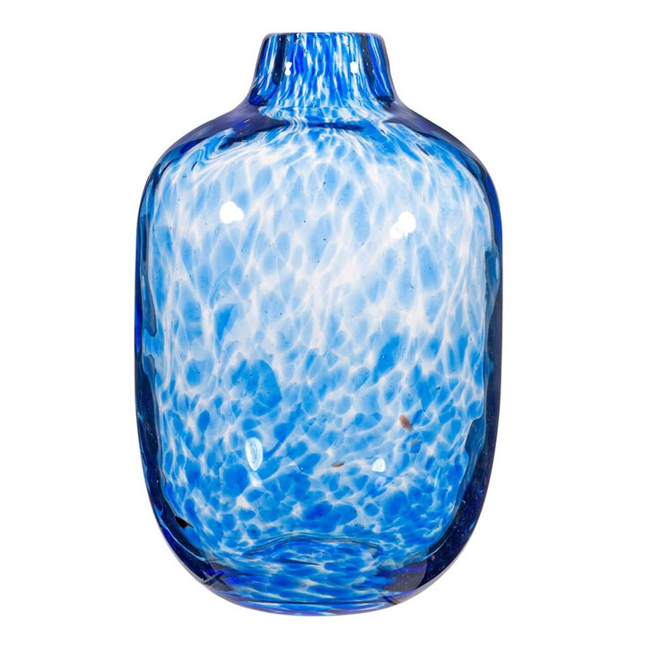 Large Blue Speckled Glass Vase