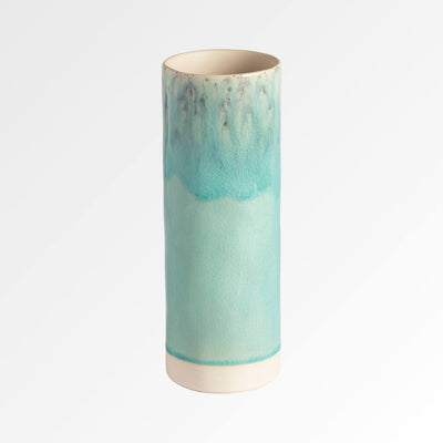 1970s Style Cylinder Blue Vase