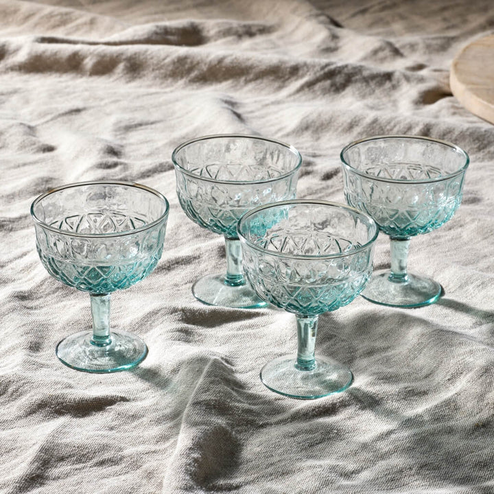 Aqua Champagne Saucers Set of 4