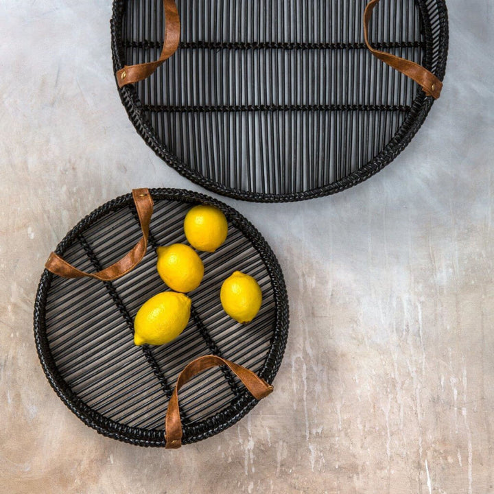 Black Bamboo Trays Set of 2