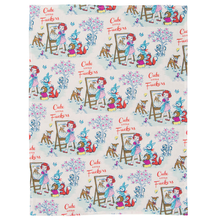 Cute Vintage Animals Tea Towel