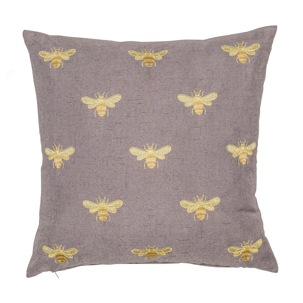 Grey Cushion with Golden Bees Mint May