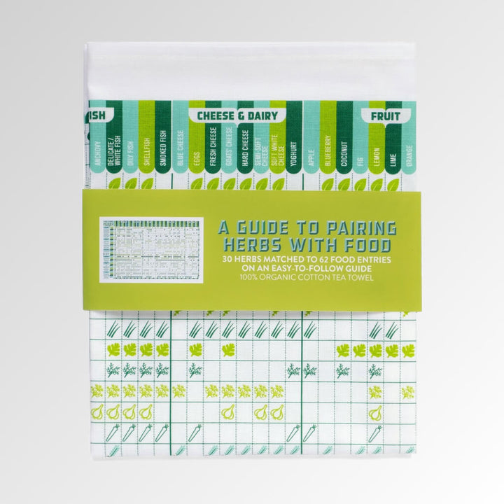 Herbs And Food Pairing Tea Towel