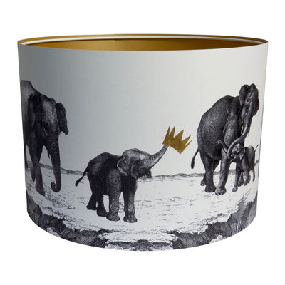 Parade of Elephants Lampshade With Gold Lining