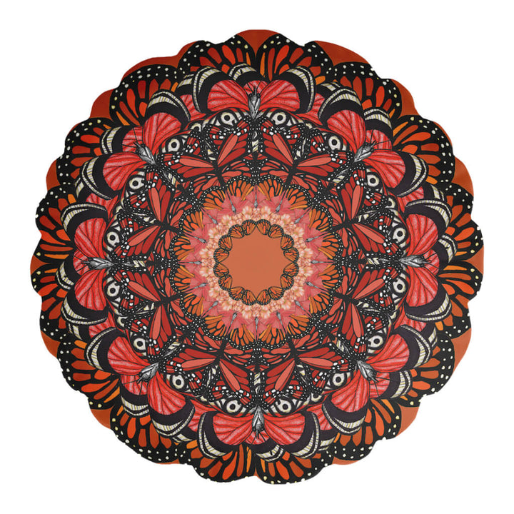 Round Red Butterfly Velvet Cushion