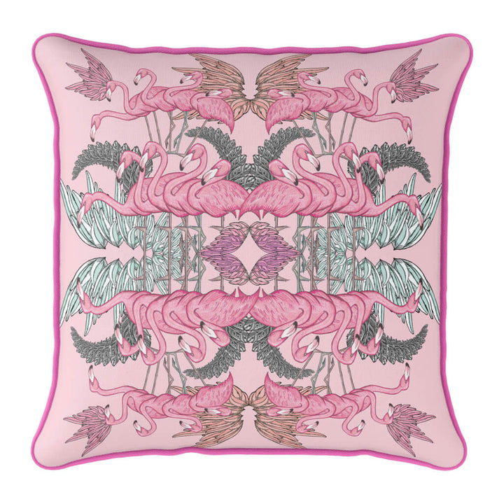 Symmetrical Flamingo Pink Cushion