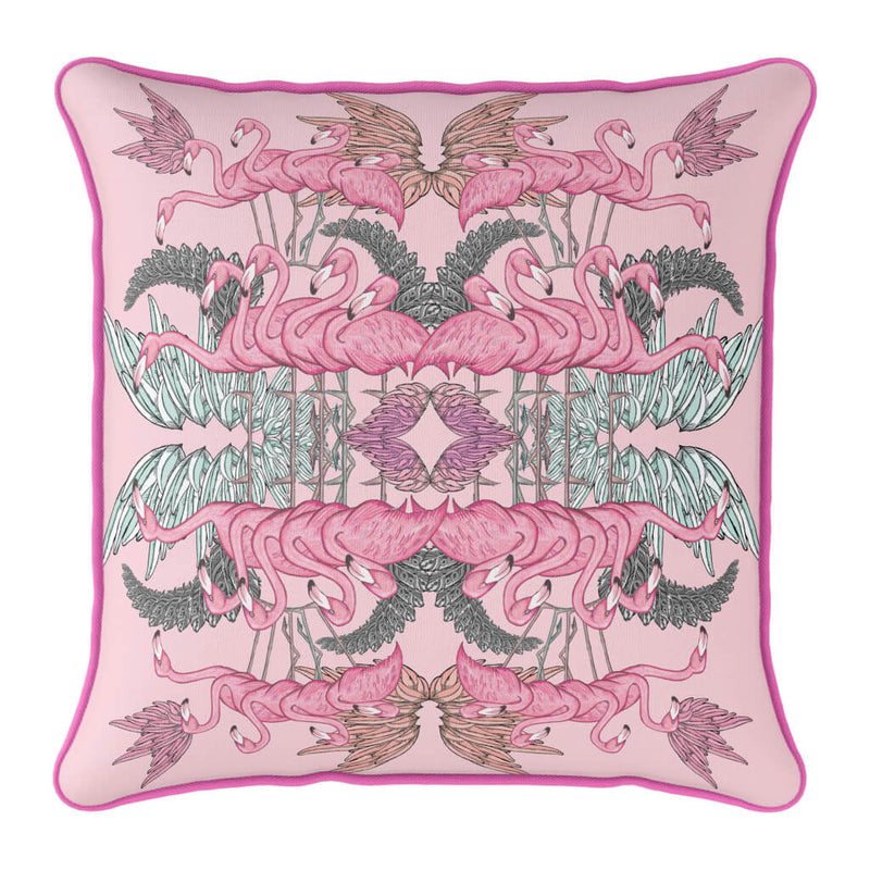 Symmetrical Flamingo Pink Cushion
