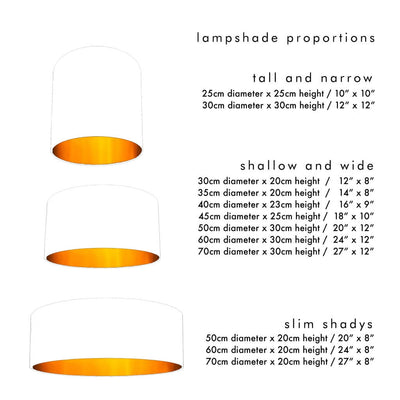 Tangerine Orange Lampshade with Copper Lining Dimensions