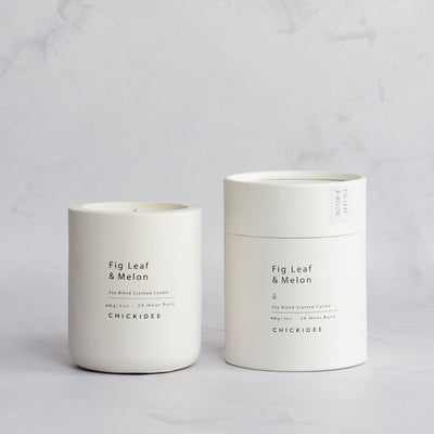 Fig And Melon white Concrete Candle