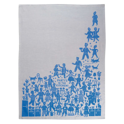 Colourful and fun Party-in-the-Kitchen Tea Towel, 100% cotton, super-absorbent for efficient drying