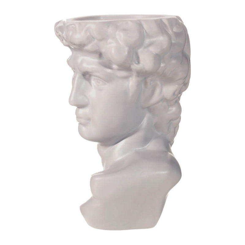 Chic grey head planter in ancient Greek style, perfect for adding a touch of history to your garden