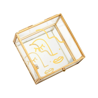 Abstract Face Gold Glass Box