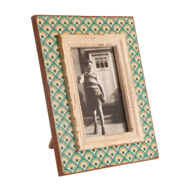 Aqua Flower Picture Frame