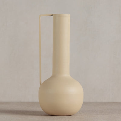 Beige Metal  Vase with Handle