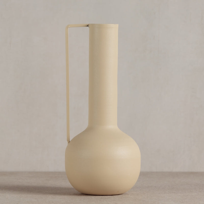 Beige Metal  Vase with Handle
