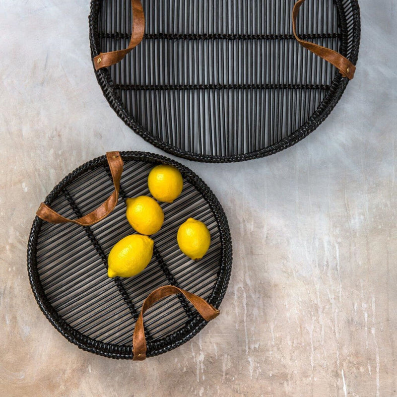 Black Bamboo Trays Set of 2