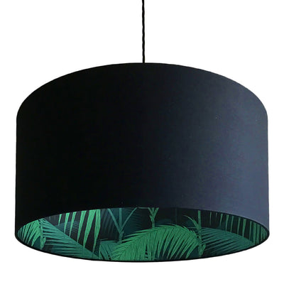 Black Lamp Shade with Inner Lining Palms