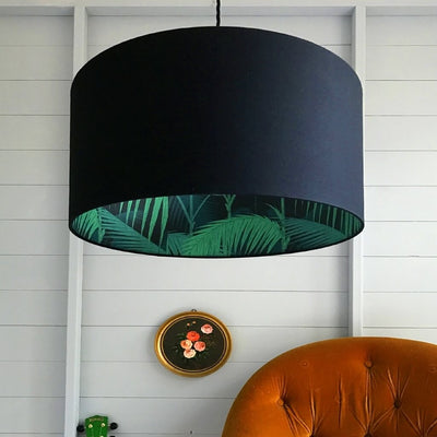 Black Lamp Shade with Palms Lining