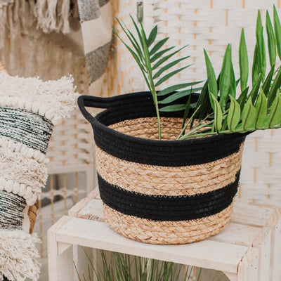 Black Stripe Rope And Seagrass Basket
