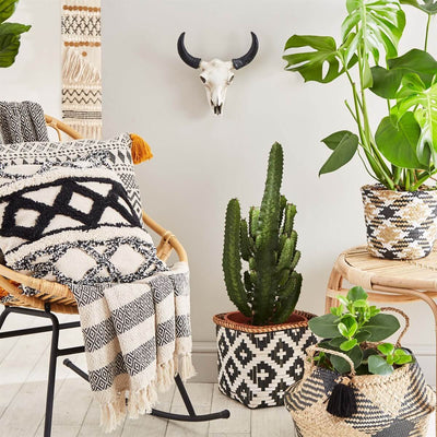 Black Tribal Tassel Basket