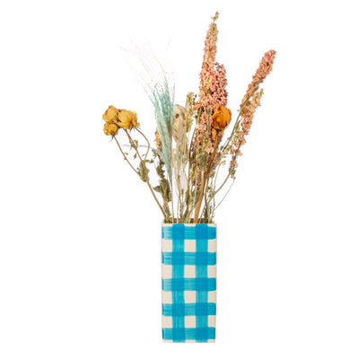 Blue Check Pattern Vase