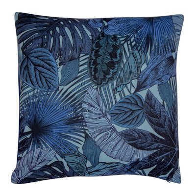 Blue Palm Leaves Cushion