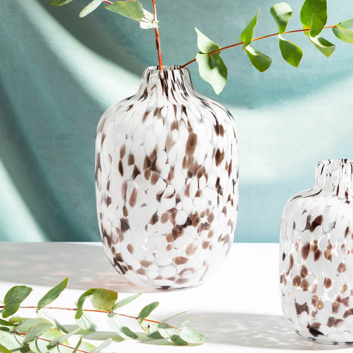 Brown And White Speckled Glass Vase