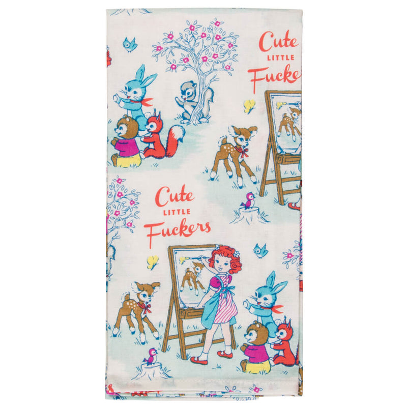 Cute Vintage Animals Dish Towel