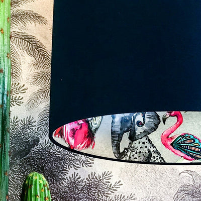 Deep Navy Lampshade With Flamboyant Animal Lining