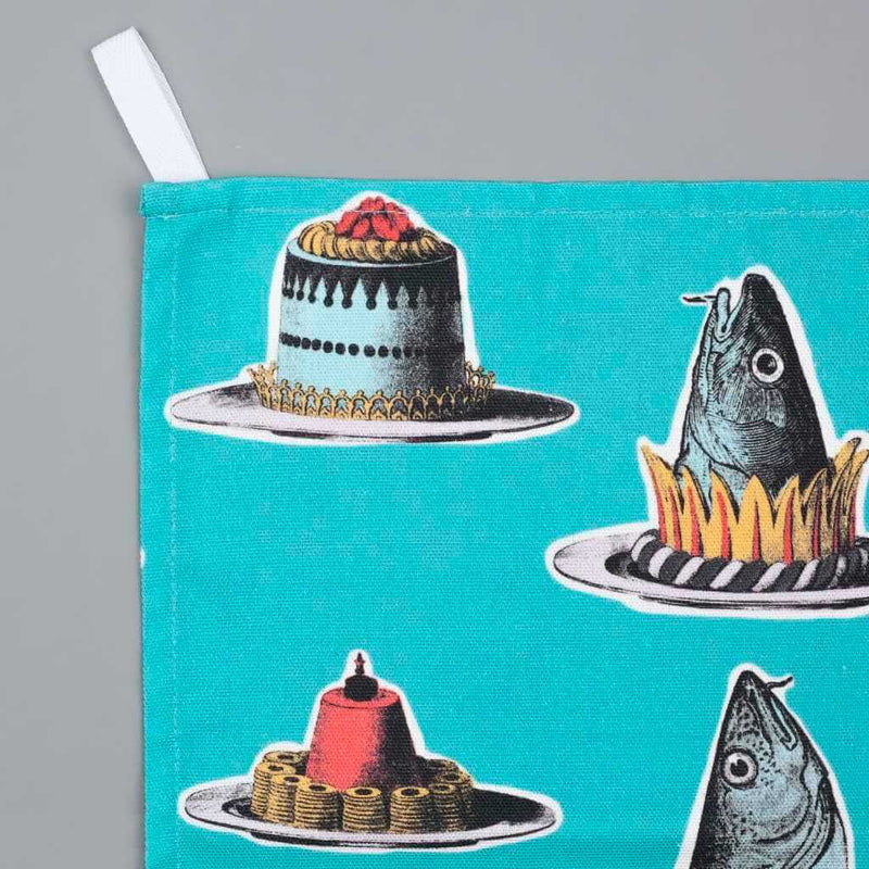 Fish Cake Kitchen Towel Teal