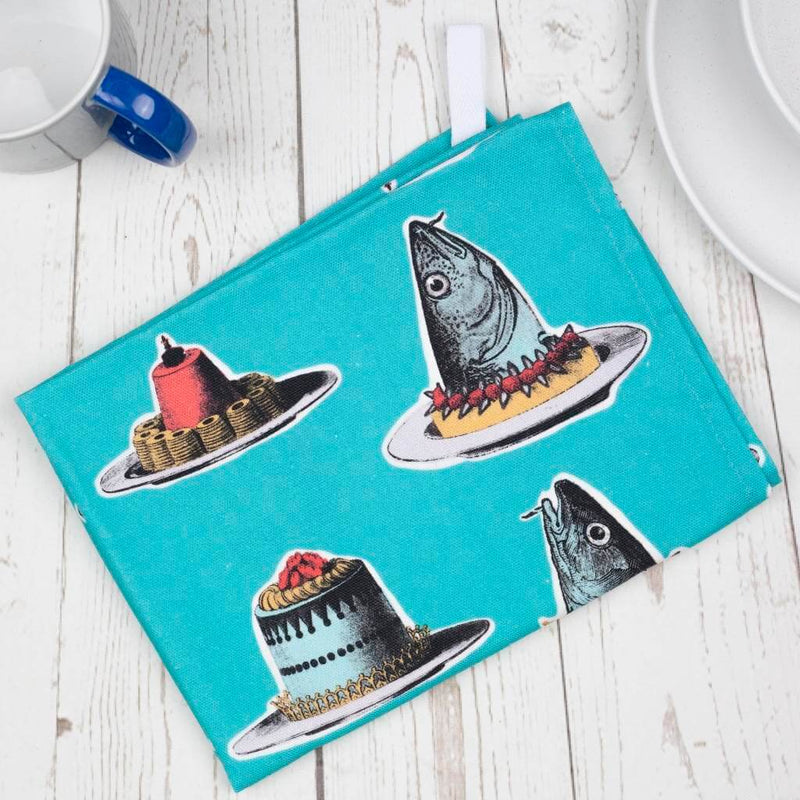 Fish Cake Tea Towel Teal