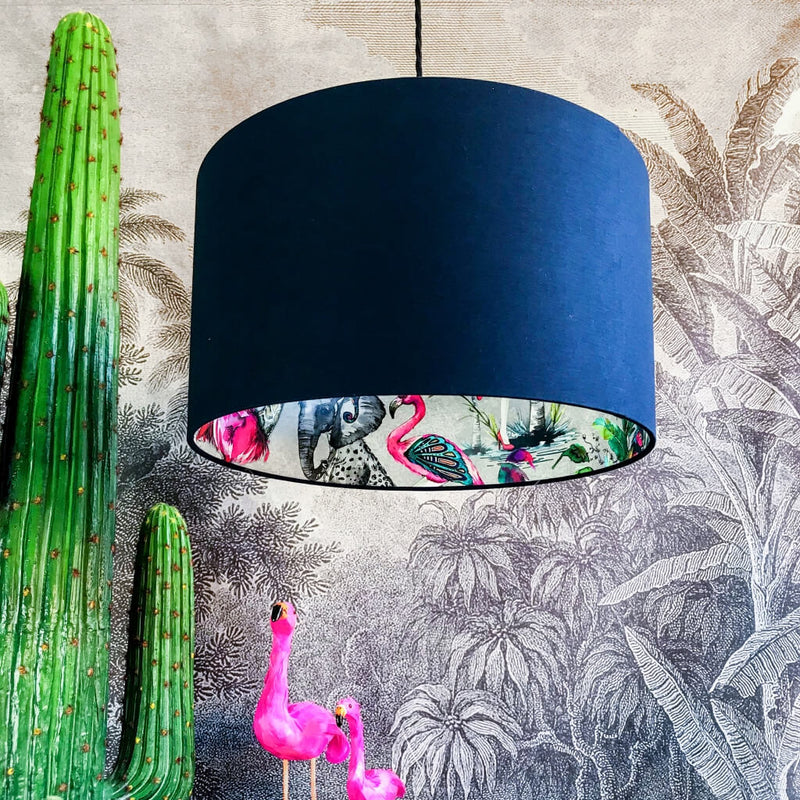 Flamboyant Animal Lampshade in Deep Navy