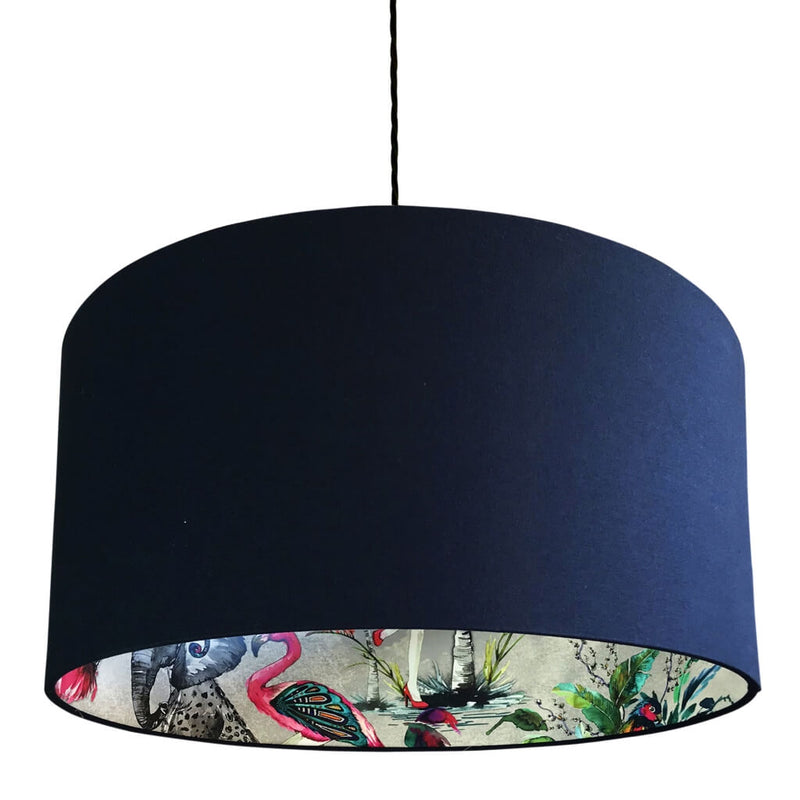 Flamboyant Animal Silhouette Lampshade in Deep Navy