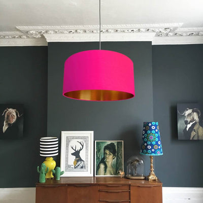 Gold Lined Watermelon Pink Lampshade