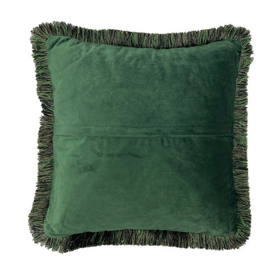 Green Forest Velvet Cushion With Trim