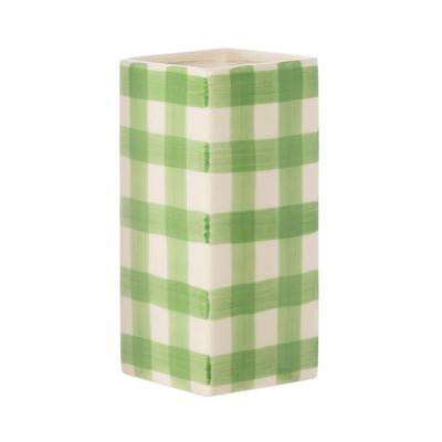 Green Gingham Check Vase
