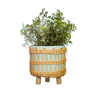 Green Mint Woven Planter