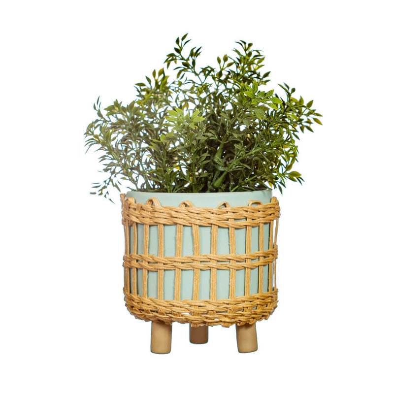 Green Mint Woven Planter
