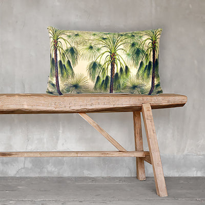 Green Palms Rectangle Velvet Cushion