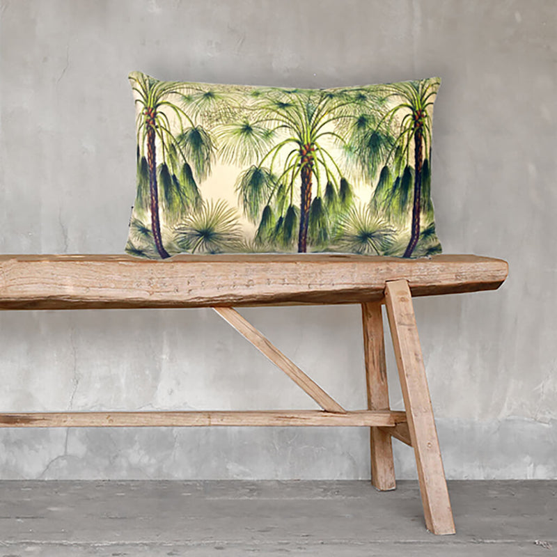 Green Palms Rectangle Velvet Cushion