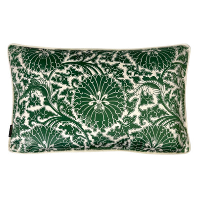 Green and Cream Patterned Rectangle Cushion