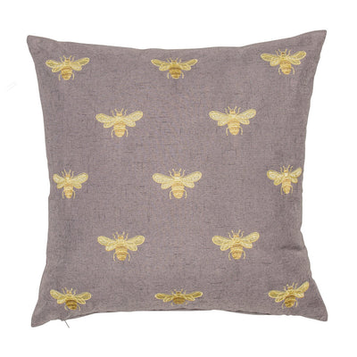 Grey Cushion with Golden Bees