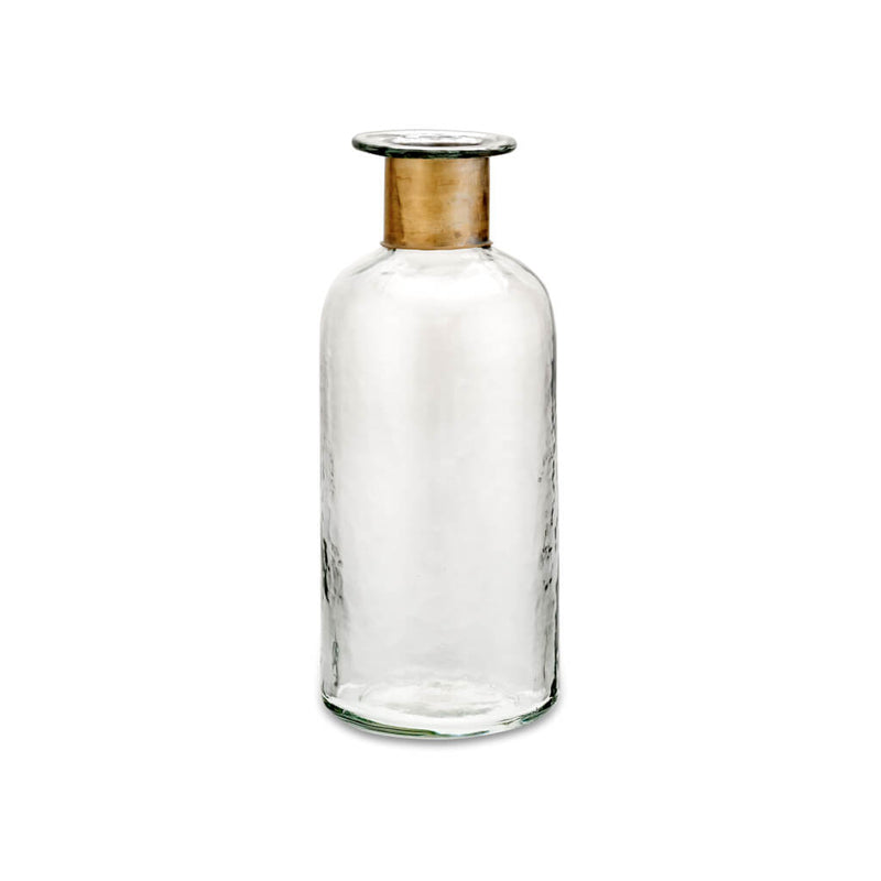Hammered Glass Vase With Brass Ring