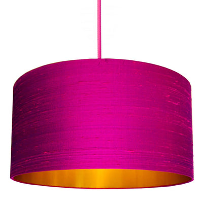 Hot Pink Silk Lampshade with Gold Lining