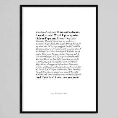 It Was All A Dream Biggie Smalls Juicy Lyrics Art Print