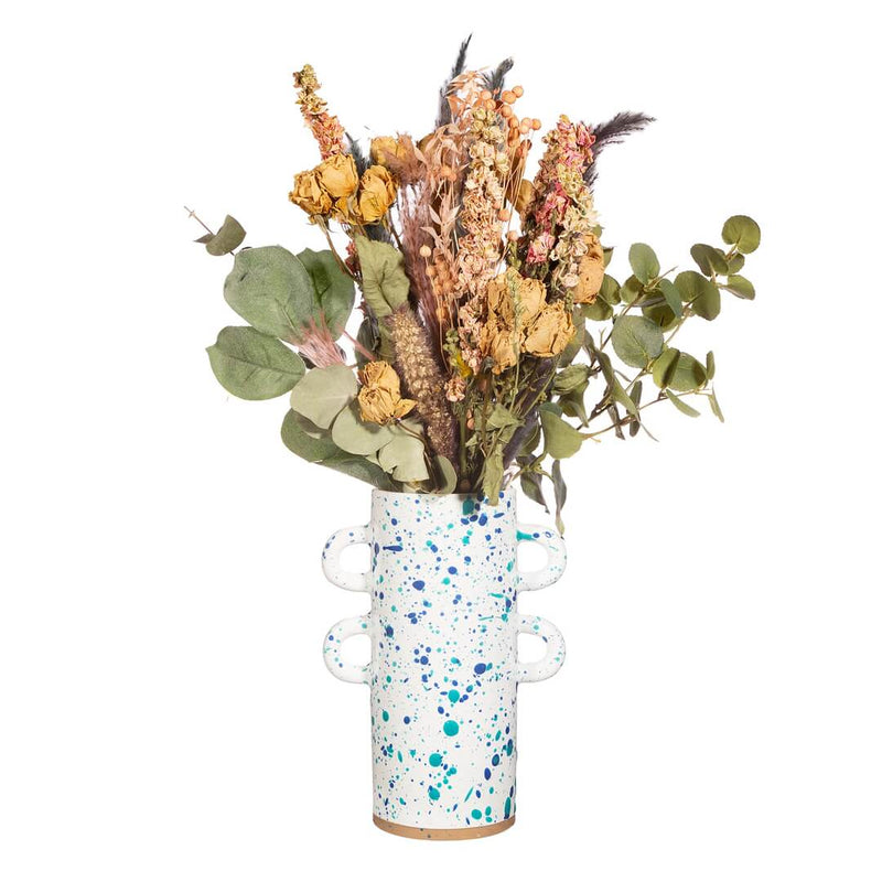 Large Turquoise And Blue Splatter Vase