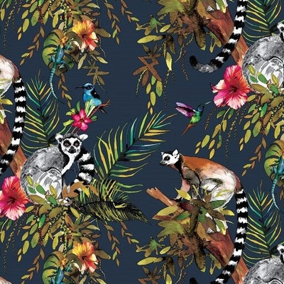 Lemurs Lampshade Wallpaper Lining