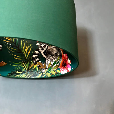 Lemurs Lampshade in Hunter Green