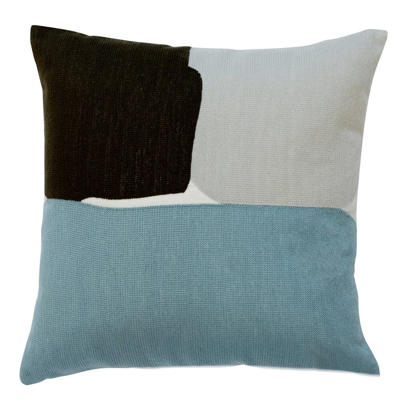 Light Blue And Grey Geometric Squares Cushion