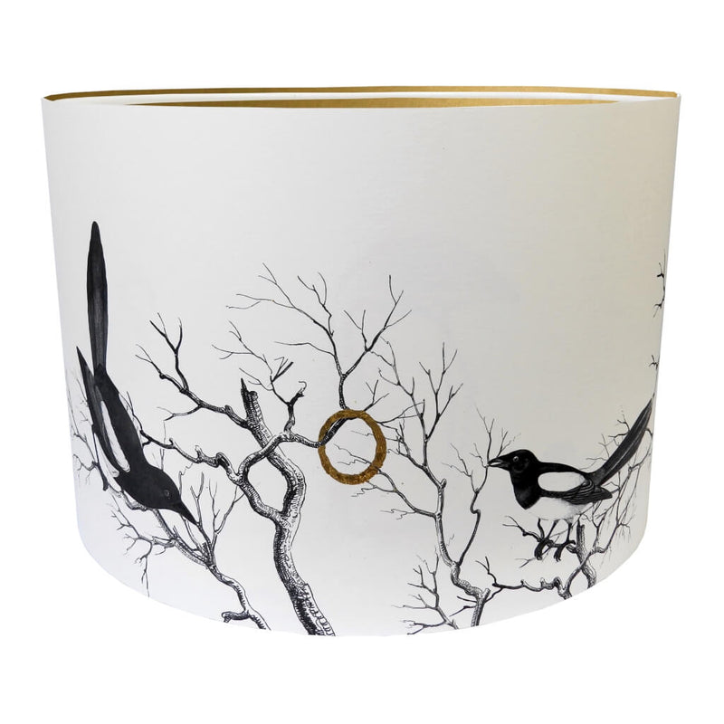 Magpies Lampshade With Gold Lining